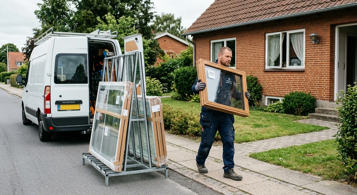 Håndværker udfører nye vinduer i Odense